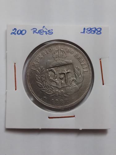 Moeda 200 Reis Império Ano 1888 C/carimbo Rj Lote 4089