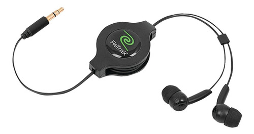 Retrak Auriculares Estereo Retractiles Negros Etaudioblk