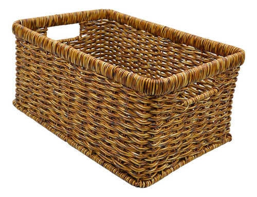 Cesta De Almacenamiento De Ratán Cesta De Oscuro 34x24x14cm