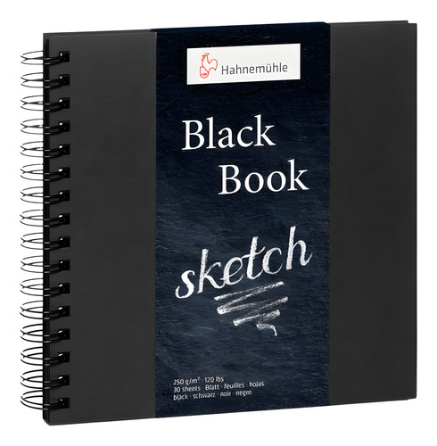 Caderno Hahnemuhle Black Book Com Espiral 23,5x23,5cm 30 Fls