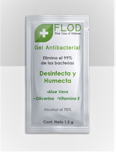 Flod Gel Antibacterial Paquete Con 100 Sobres De 1.5 Ml