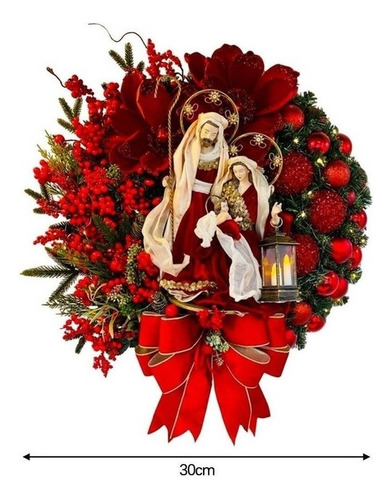 A Sagrada Familia Jesus Corona De Navidad For Ventana 30 Cm