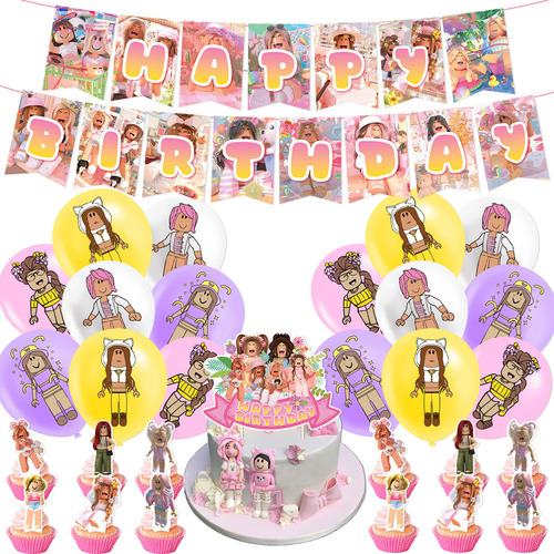 Oem kit fiesta pink roblox globos decorativos cumpleaños