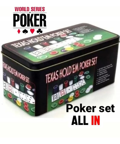 Poker Set 200 Fichas + Paño Black Jack + 2 Naipes