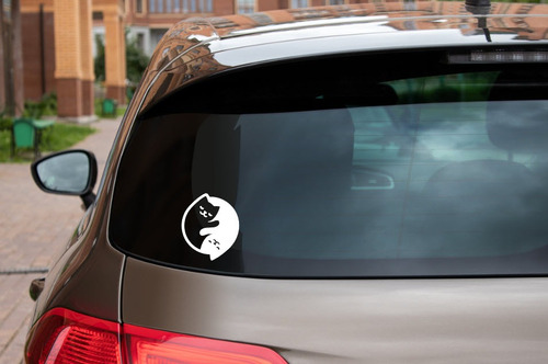 Sticker Vinilo Adhesivo Auto Tuning Yin Yang Gato Gatito