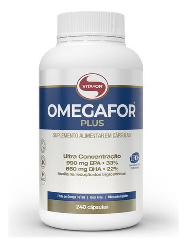 Suplemento em cápsula Vitafor  Omegafor Plus óleo de peixe Plus sabor  without flavor em pote de 240g 240 un