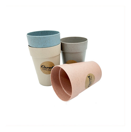 Set Vasos Plásticos 6 Unidades Carol Plastico Sustentable Color Gris