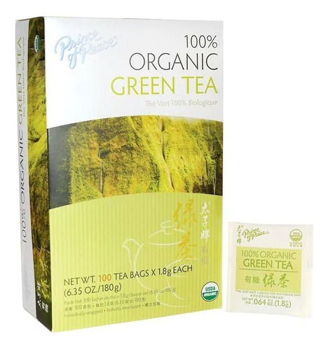  Té Verde 100% Orgánico 100 Bolsas Prince Of Peace