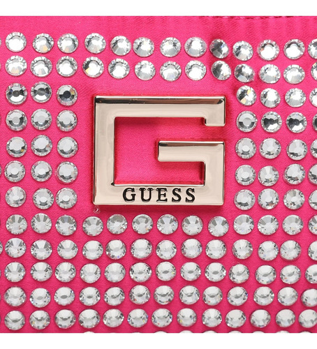 Bolsa Guess Estilo Bucket Mini 100% Original Nueva Magenta Dorado Brillante