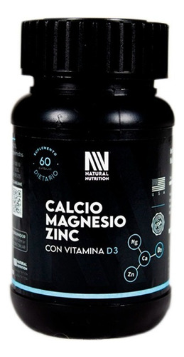 Natural Nutrition Calcio Magnesio Zinc D3 Suplemento 60c Sabor Ca Mg Zn D3