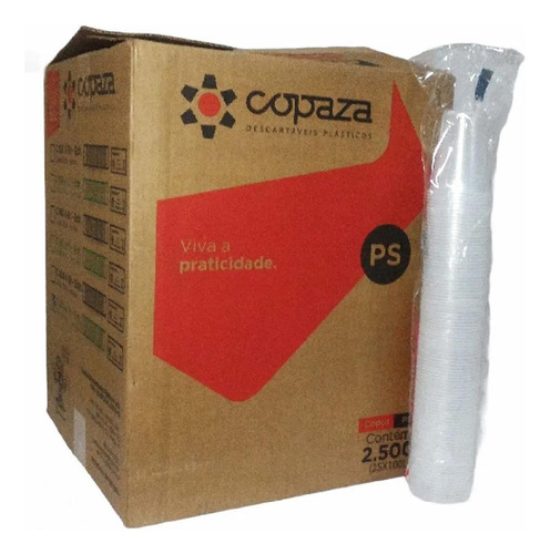 Copo 180ml Descartavel Plastico Agua Copaza C/2500 Transpare