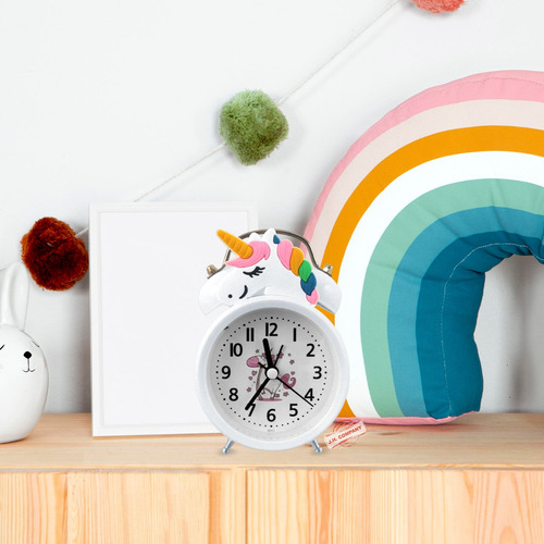 Reloj Despertador Doble Campana Luz Unicornio Kawaii 12021