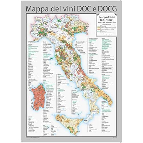 Mapa De Pared De Vinos Italianos Doc Y Docg Inglés E I...