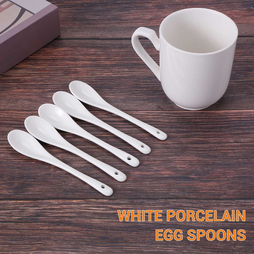 Cucharas Para Huevos De Porcelana Blanca, Cucharas De Cerámi