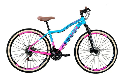 Mountain bike Absolute Hera 2023 aro 29 15 21v freios de disco mecânico cor azul-celeste/rosa