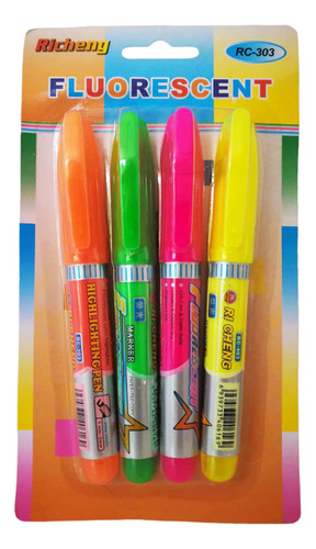 12 Marcatexto Plumon Resaltador Colores Neon Escolar Oficina