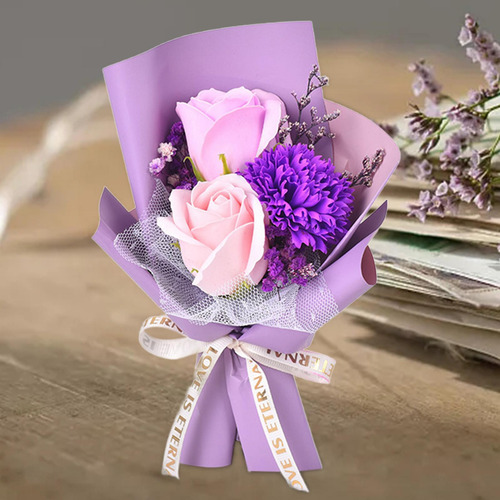 Mini Ramo De Flores De Jabón, Ramo De 15cm Papel Violeta