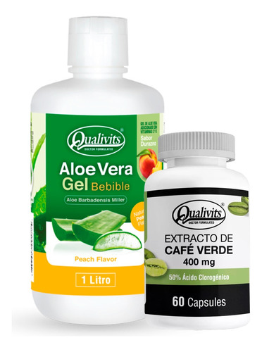 Extracto De Café Verde + Aloe Vera Bebible 1l - Qualivits Sabor Durazno