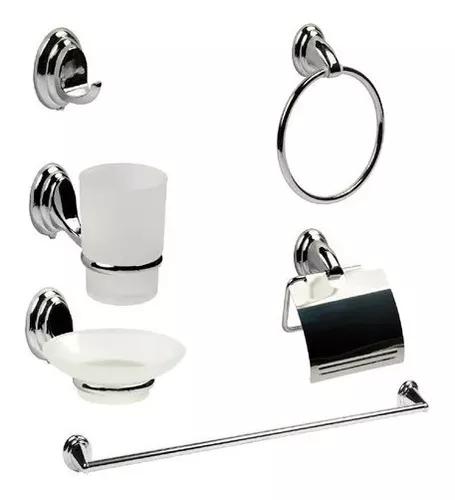 Set Kit De Baño Completo Jabonera Tacho Accesorios 6 Piezas