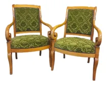 Comprar Par De Sitiales Francés De Tapiz Verde Antiguo Luis Xvi