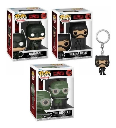 Paquete Batman+selina K.+ Riddler /funkos Normales + Llavero