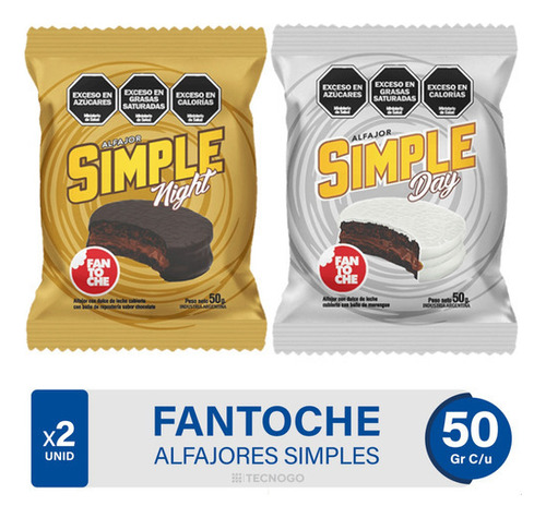 Alfajor Simple Day Fantoche + Simple Night - Combo X2 Unid