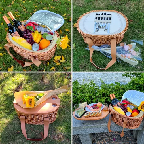 Picnic Perfecto Para 2 Personas Con Cesta Y Mesa Plegable.