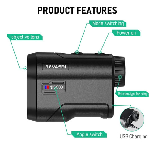 Telêmetro Revasri 600m Range Finder Laser Recarregavel