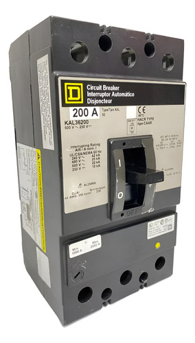 Interruptor Termomagnetico Kal36200 3p. 600v. 200amp Squared