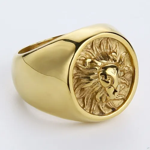 Anillo De Hombre Leon Gold Space Moda Masculina