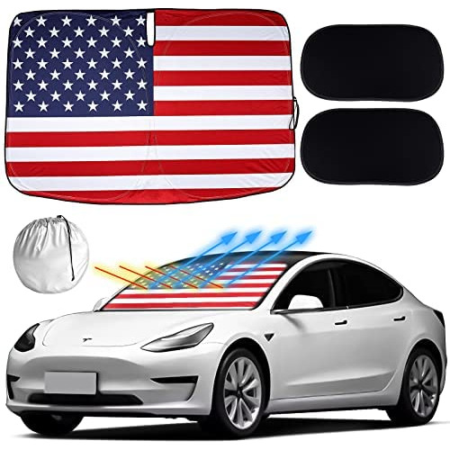 Tesla Windshield Sunshade 240t Polyester Shield For Fro...