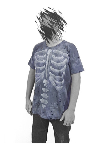 Imagen 2 de 6 de Remera Esqueleto Bones Grunge Roturas Desgastado Caustico B