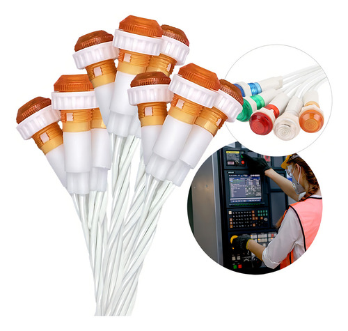Sinaleiro olho de boi com rabicho Am/az/bc/vd/vm luz amarela Autack Componentes Eletricos 10 unidades