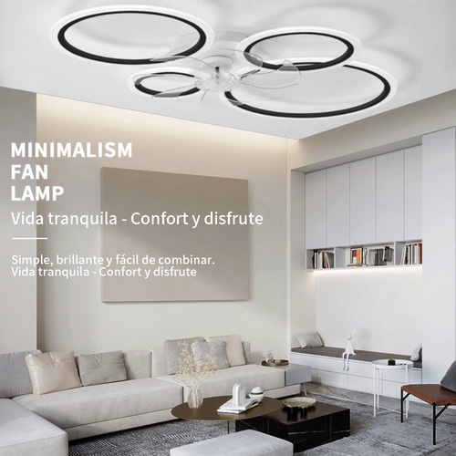 Lámpara Ventilador Techo Inteligente Mando A Distancia