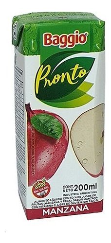 Jugo Baggio Manzana 200cc Pack 18 Unidades