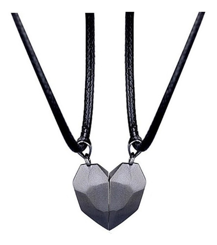 Par 2 Collar Para Parejas Medio Corazón Metal Magnético Imán