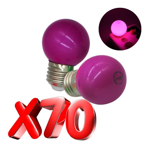 Pack 70 Focos Led Mini Bombilla De Colores E27 Morados