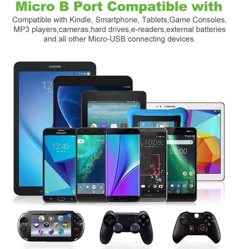 Cable Micro Usb, Paquete De 3 Cables De Carga Para Android D