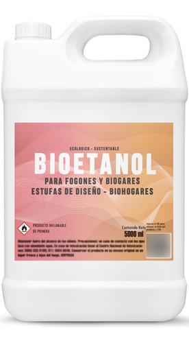 Fogonero Bioetanol De Alta Calidad 5 Lts Estufas Biohogares