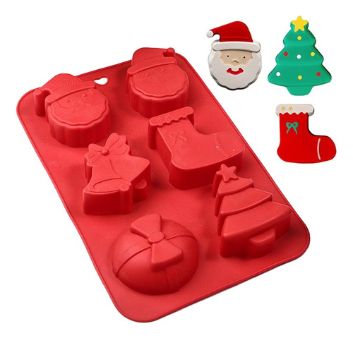 Molde Silicon Navidad Reposteria Jabon Chocolates Gelatina Color Rojo3