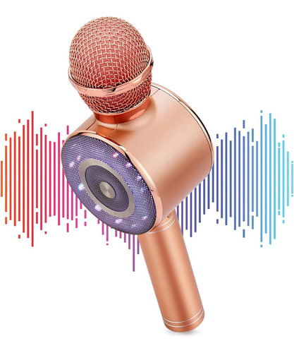 Micrófono Karaoke Inalámbrico,4 En 1 Bluetooth Altavoz Led