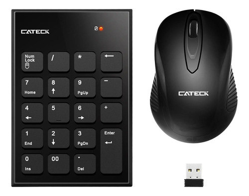 Combo Mouse Y Teclado Numerico, Inalambrico Negro | Cateck