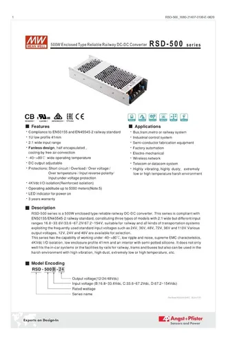 Fuente De Poder Mean Well Rsd-500b-24 24v 33a 500w