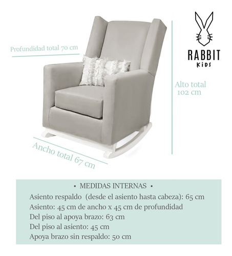Imagen 5 de 10 de Sillon Mecedor Eider, Sillon Ideal Para Amamantar En Pana Ro