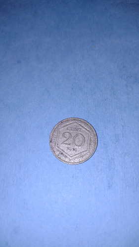 Italia Moneda Cupniq 1919 De 20 Cent. Bella Usada 