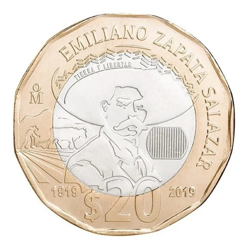 Moneda Emiliano Zapata 20 Mxn