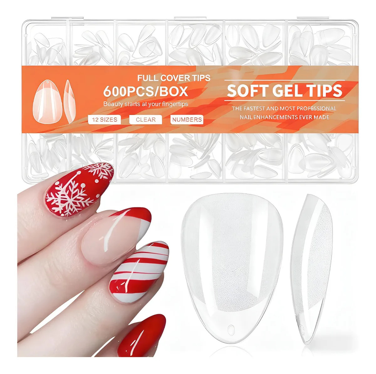 Tips Soft Gel Uñas Postizas Diferentes Modelos 600pzs Obp Color Gota De Agua Corta