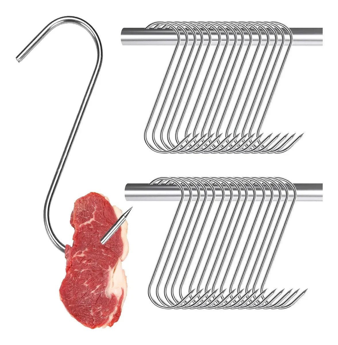 12 Pcs Gancho Para Carne De Acero Inoxidable 4mm De Espesor