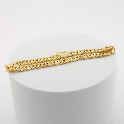 Pulseira Feminina Ouro 18k Grumet Dupla 6.7 21 Cm Novidade