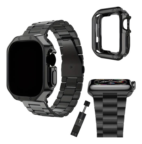 Correa De Acero +case Protector Para Apple Watch 8/7/6/5/se